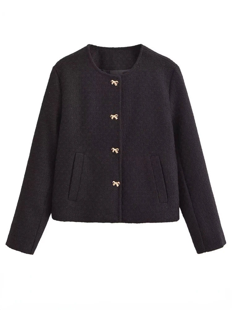 ZBZA Women Bow Buttons Textured Coat O-neck Long Sleeves Front Pocket Solid Color Casual Jacket Fall Winter New Female Chic Coat
ZBZA Women Bow Buttons Textured Coat O-neck Long Sleeves Front Pocket Solid Color Casual Jacket Fall Winter New Female Chic Coat