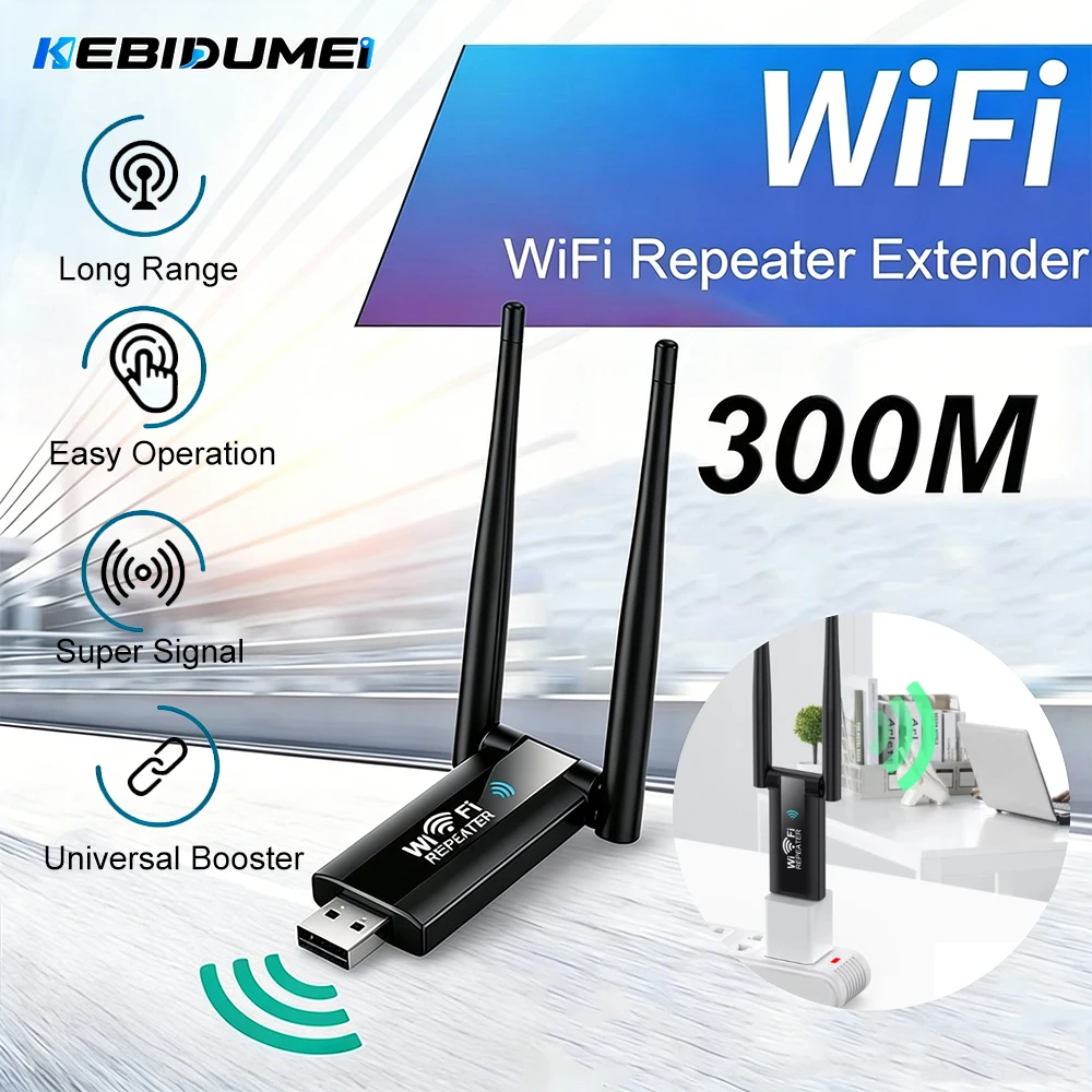 KEBIDUME 300Mbps Wireless USB Repeater Extender WiFi Signal Amplifier Booster Long Range WiFi Router Home Network Card Extension
KEBIDUME 300Mbps Wireless USB Repeater Extender WiFi Signal Amplifier Booster Long Range WiFi Router Home Network Card Extension