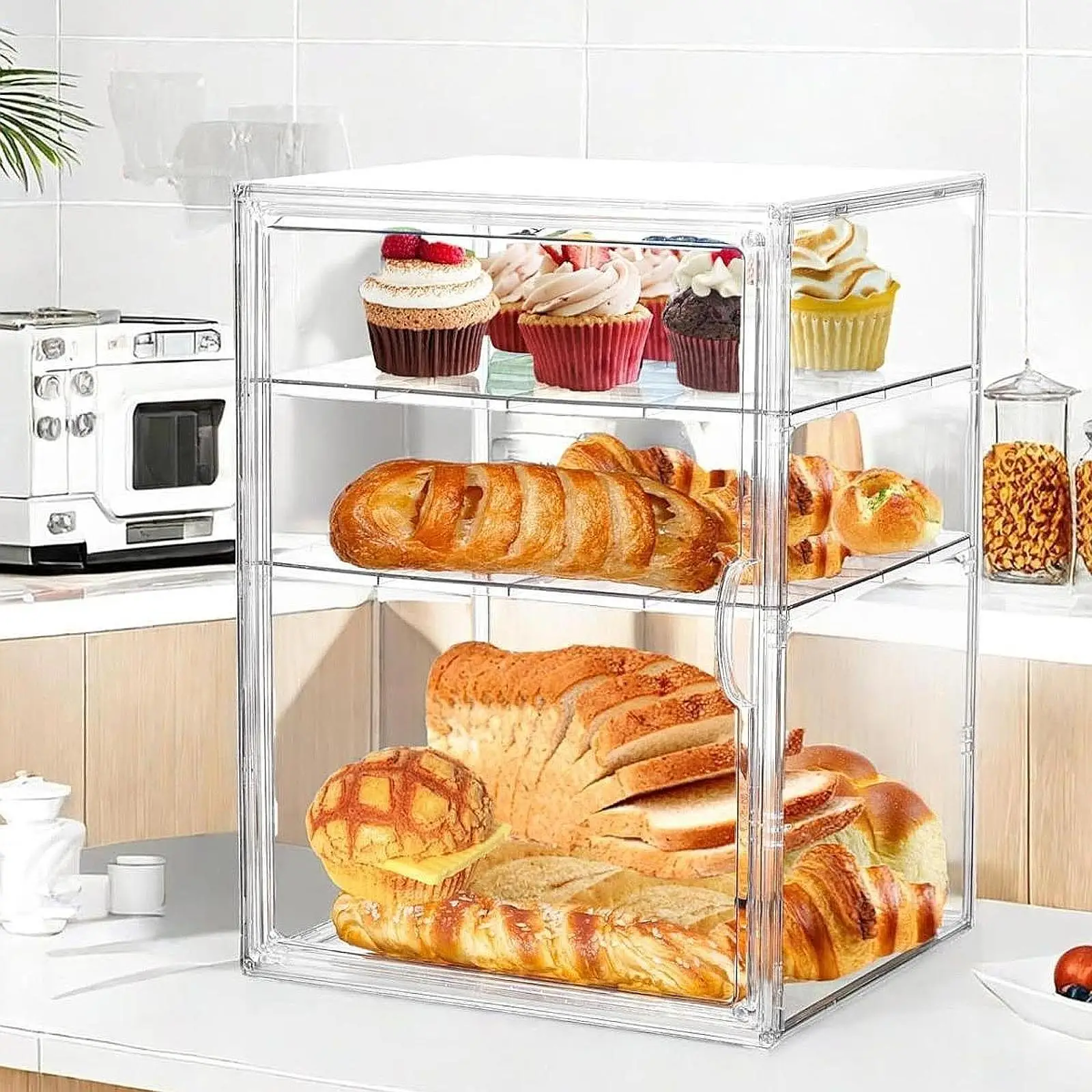 Bakery Display Case Adjustable Transparent Bread Display Cabinet Cake Stand for Cookie Weddings Countertop Event Fruit Platter
Bakery Display Case Adjustable Transparent Bread Display Cabinet Cake Stand for Cookie Weddings Countertop Event Fruit Platter