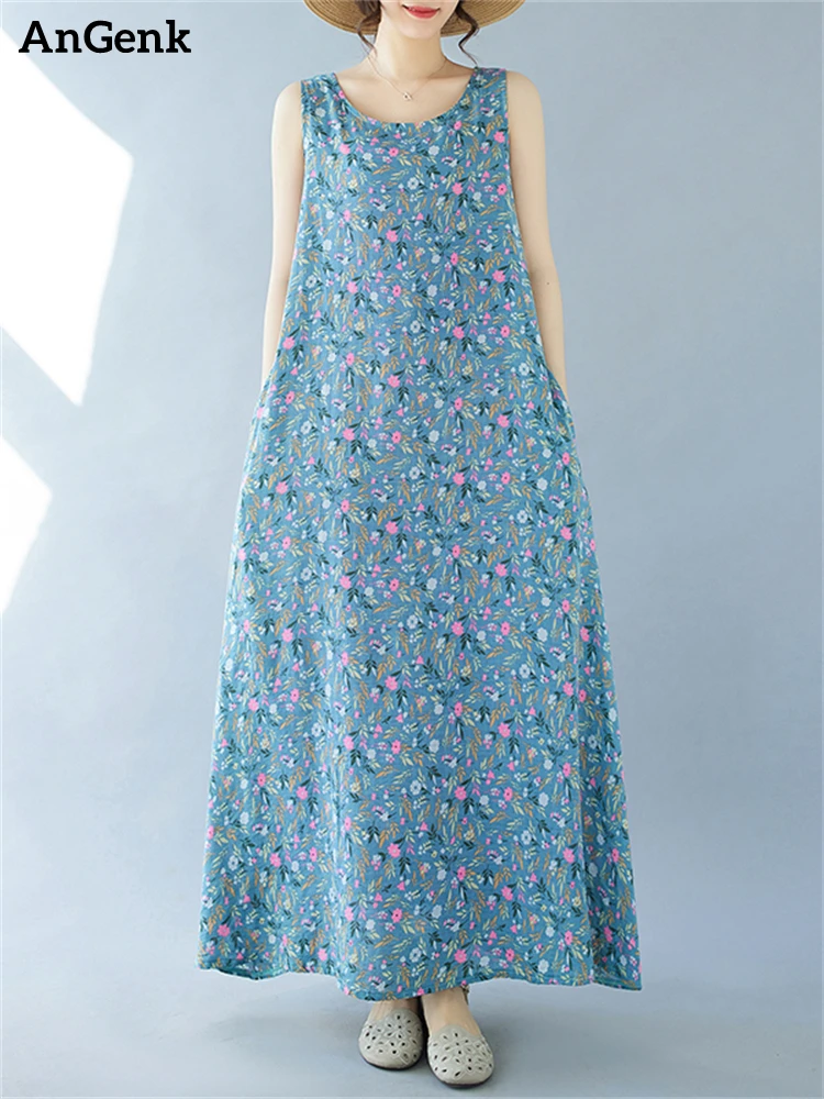 Cotton Sleeveless Vintage Print Dresses For Women 2024 Summer Casual Loose Long Boho Dress Femme Robe Vestidos Fashion Clothing
Cotton Sleeveless Vintage Print Dresses For Women 2024 Summer Casual Loose Long Boho Dress Femme Robe Vestidos Fashion Clothing