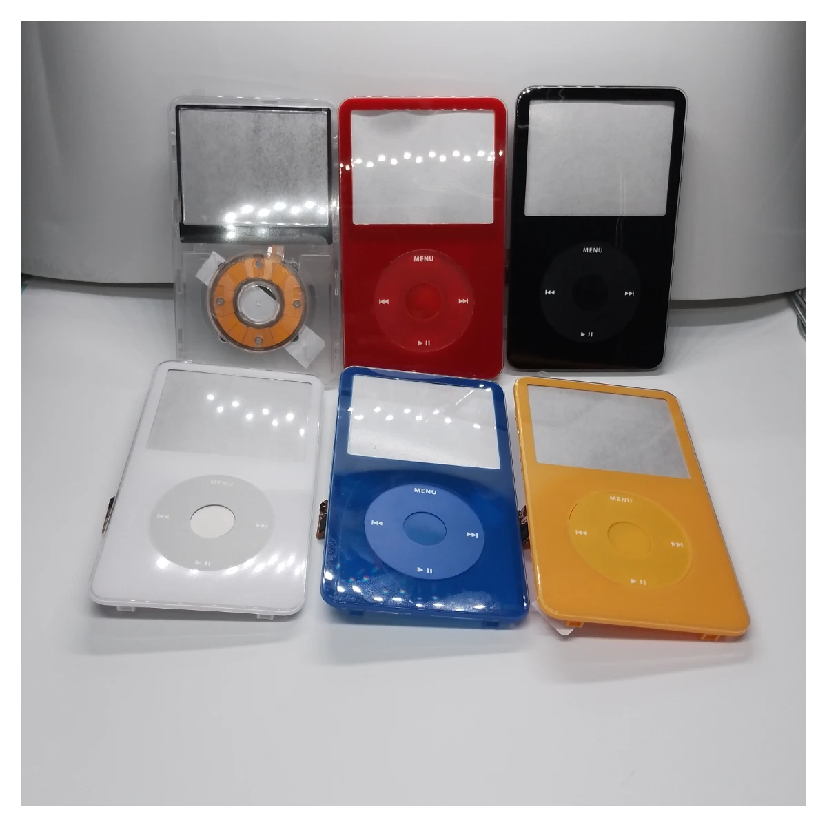 iPod Video 5th/5.5th Gen Front Faceplate Replacement - Full Housing Case Cover with Click Wheel & Center Button - Multi-Color
iPod Video 5th/5.5th Gen Front Faceplate Replacement - Full Housing Case Cover with Click Wheel & Center Button - Multi-Color