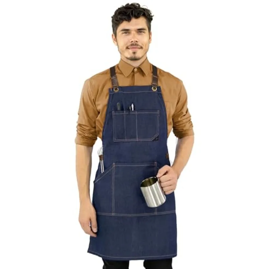 Essential Apron Cross-Back with Leather Reinforcement Adjustable for Men and Women Pro Chef, Tattoo Artist, Baker, Barista, Bar
Essential Apron Cross-Back with Leather Reinforcement Adjustable for Men and Women Pro Chef, Tattoo Artist, Baker, Barista, Bar