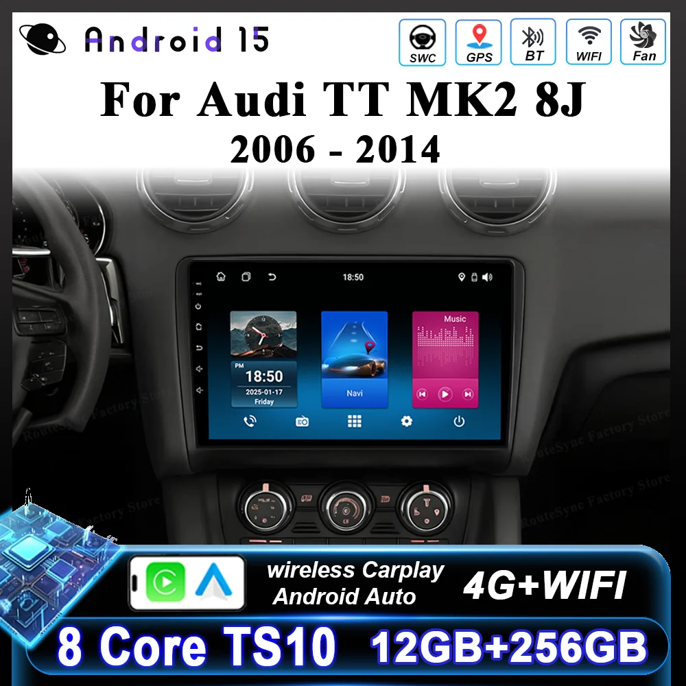 Car DVD Android 15 Radio Stereo For Audi TT MK2 8J 2006 -2014 Auto Multimedia Player GPS Navigation Carplay Touch Screen WIFI 4g
Car DVD Android 15 Radio Stereo For Audi TT MK2 8J 2006 -2014 Auto Multimedia Player GPS Navigation Carplay Touch Screen WIFI 4g