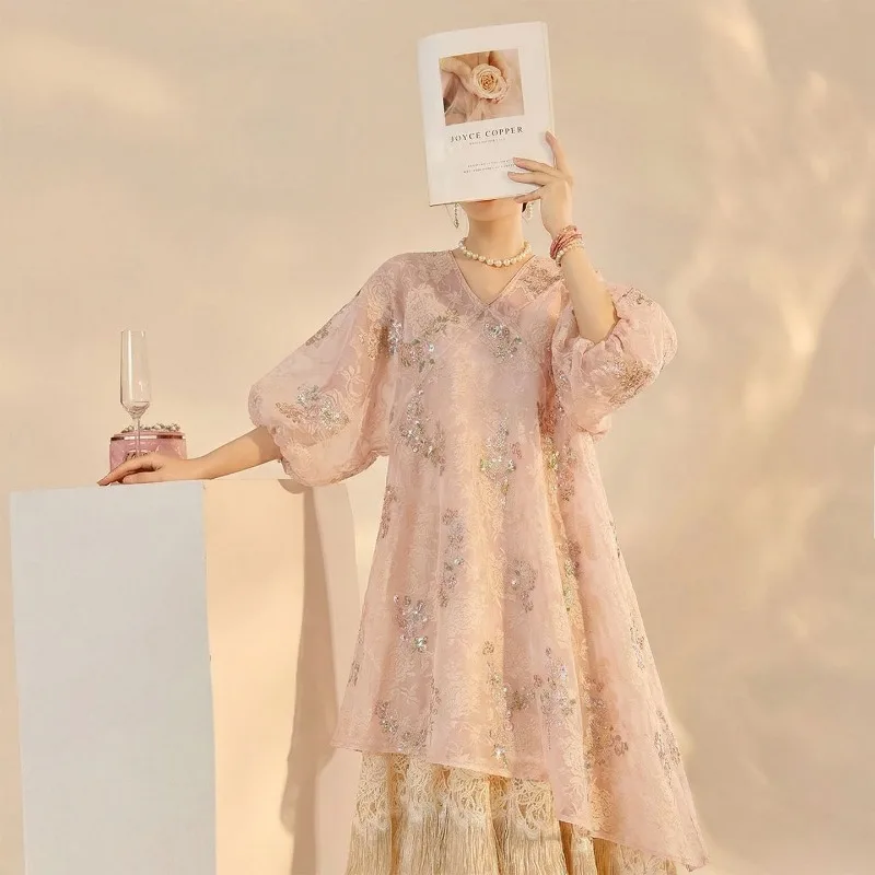 New Chinese Floral Embroidered Dress 2piece Women Summer 2026 New Long Dress
New Chinese Floral Embroidered Dress 2piece Women Summer 2026 New Long Dress
