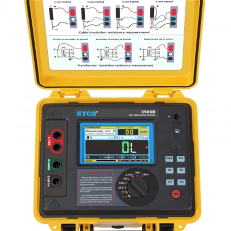 Xtester ETCR3500B High Voltage Insulation Resistance Tester 10KV/5TΩ/5mA/DAR/PI Megaohmmeter Ohm-Meter
Xtester ETCR3500B High Voltage Insulation Resistance Tester 10KV/5TΩ/5mA/DAR/PI Megaohmmeter Ohm-Meter