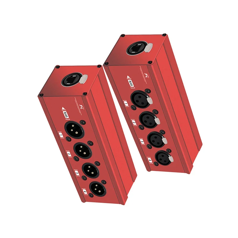 AT93-4 Channel Multi Network 3Pin XLR To Ethercon RJ45 Cat5 Ethernet Extender For Live Stage,Audio Recording Studio Red 
AT93-4 Channel Multi Network 3Pin XLR To Ethercon RJ45 Cat5 Ethernet Extender For Live Stage,Audio Recording Studio Red