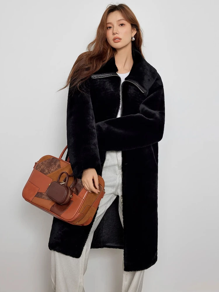 High-end Luxury Merino Sheep Fur Winter Shearling Jackets for Women Simple Stand Collar Black Long Genuine Leather Real Fur Coat
High-end Luxury Merino Sheep Fur Winter Shearling Jackets for Women Simple Stand Collar Black Long Genuine Leather Real Fur Coat