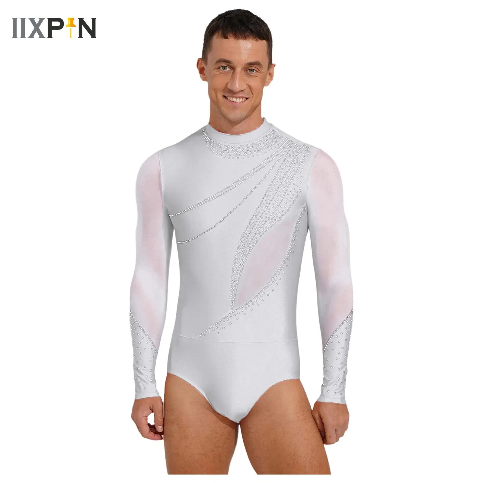 Men Latin Dance Figure Skating Bodysuit Glittery Rhinestone Mesh One-piece Leotard Jumpsuit for Rhythmic Gymnastics Ballet Dance
Men Latin Dance Figure Skating Bodysuit Glittery Rhinestone Mesh One-piece Leotard Jumpsuit for Rhythmic Gymnastics Ballet Dance