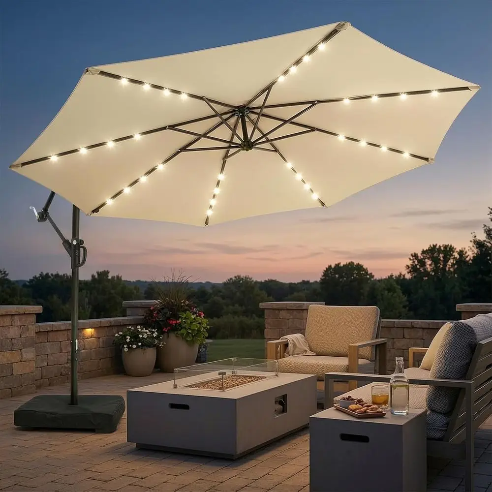 10t r LED Patio Umbrella with Base Included, Oset Umbrella with Weighted Sandbag Base, Cantilever Patio Umbrellas or Backyard, G
10t r LED Patio Umbrella with Base Included, Oset Umbrella with Weighted Sandbag Base, Cantilever Patio Umbrellas or Backyard, G