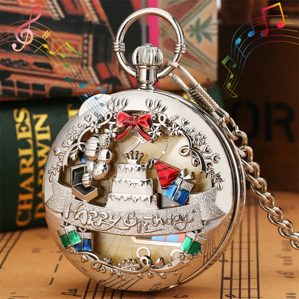 Happy Birthday Melody Musical Quartz Pocket Watch Silver/Gold/Rose Gold Music Pendant Pocket Timepiece Gifts Men Women Kids
Happy Birthday Melody Musical Quartz Pocket Watch Silver/Gold/Rose Gold Music Pendant Pocket Timepiece Gifts Men Women Kids