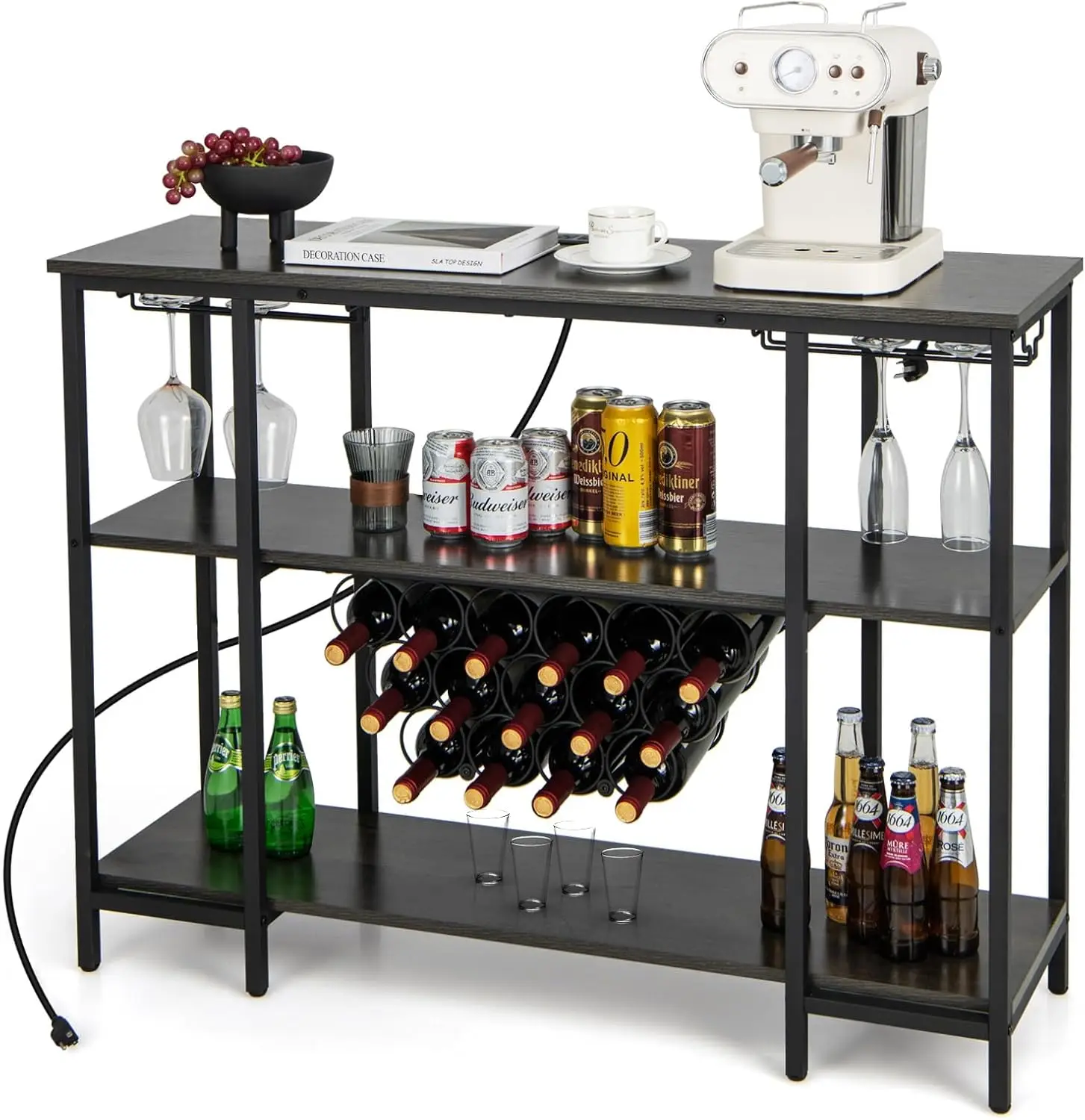 Giantex Wine Rack Freestanding Floor, Bar Cabinet For Liquor, Kitchen Bakers Rack W/ 2 Wine Glass Holders, 15 Bottle Racks, Char
Giantex Wine Rack Freestanding Floor, Bar Cabinet For Liquor, Kitchen Bakers Rack W/ 2 Wine Glass Holders, 15 Bottle Racks, Char