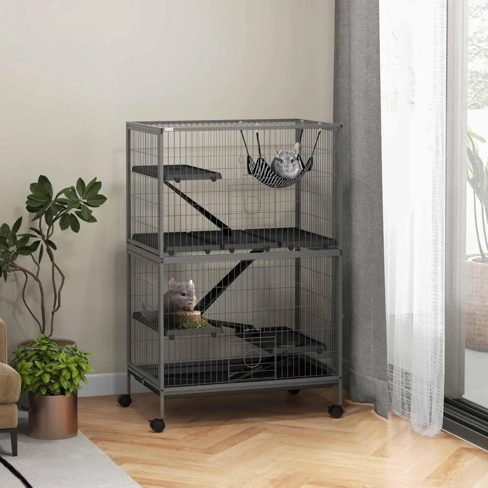 50" 5-Tier Small Animal Cage, Ferret Cage, Large Chinchilla Cage with Hammock Accessory & Heavy-Duty Steel Wire
50" 5-Tier Small Animal Cage, Ferret Cage, Large Chinchilla Cage with Hammock Accessory & Heavy-Duty Steel Wire