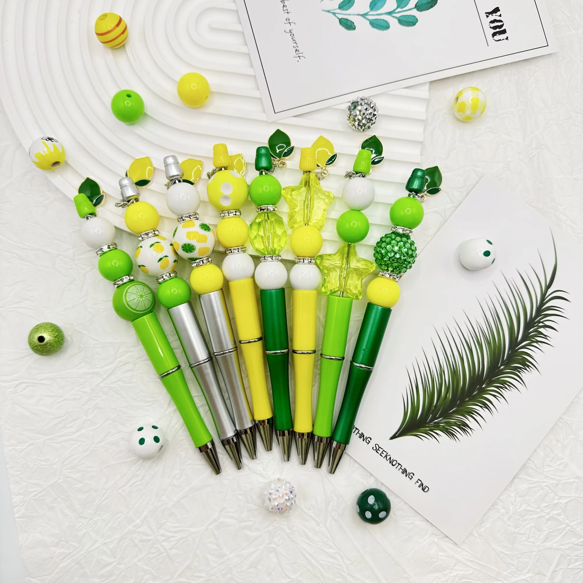 8Pcs Spring and Summer Lemon Fruit Acrylic DIY Beaded Pen Ballpoint Pen Set Gift Stationery
8Pcs Spring and Summer Lemon Fruit Acrylic DIY Beaded Pen Ballpoint Pen Set Gift Stationery