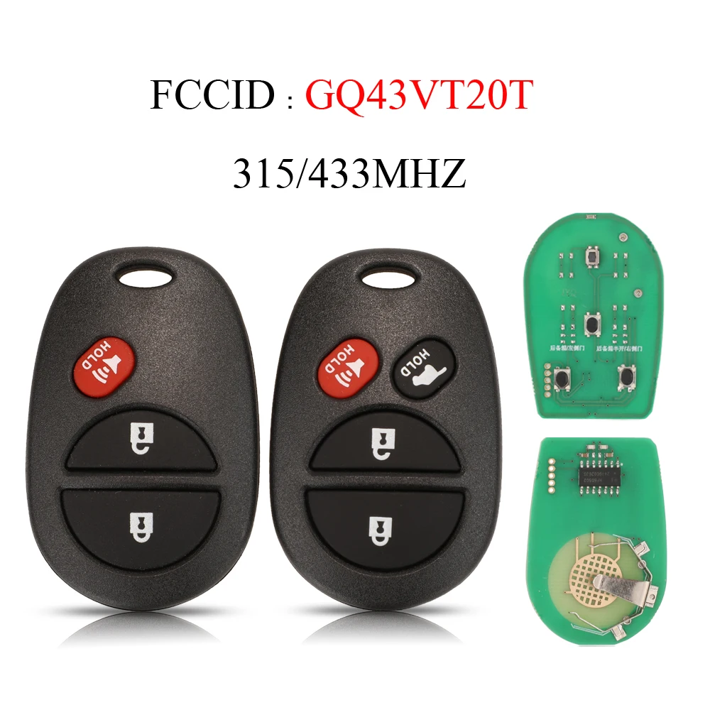 jingyuqin 3/4 Buttons GQ43VT20T 433Mhz Car Key Remote Keyless Entry For Toyota Tundra Highlander Sequoia Sienna 2011 2012 2013
jingyuqin 3/4 Buttons GQ43VT20T 433Mhz Car Key Remote Keyless Entry For Toyota Tundra Highlander Sequoia Sienna 2011 2012 2013