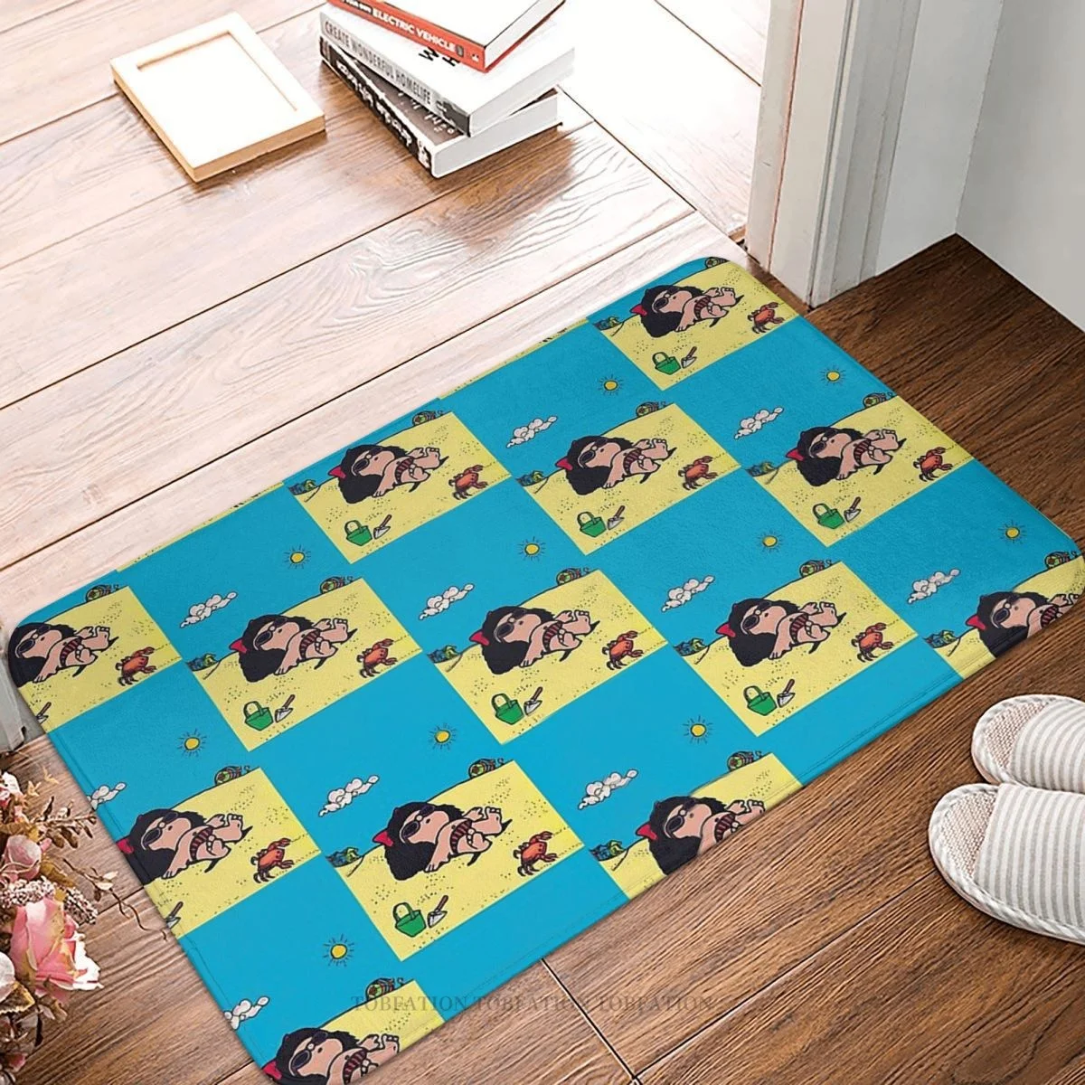 Mafalda Miguelito Comic Non-slip Doormat On The Beach Sunbathing In Color Bath Bedroom Mat Prayer Carpet Home Pattern Decor
Mafalda Miguelito Comic Non-slip Doormat On The Beach Sunbathing In Color Bath Bedroom Mat Prayer Carpet Home Pattern Decor