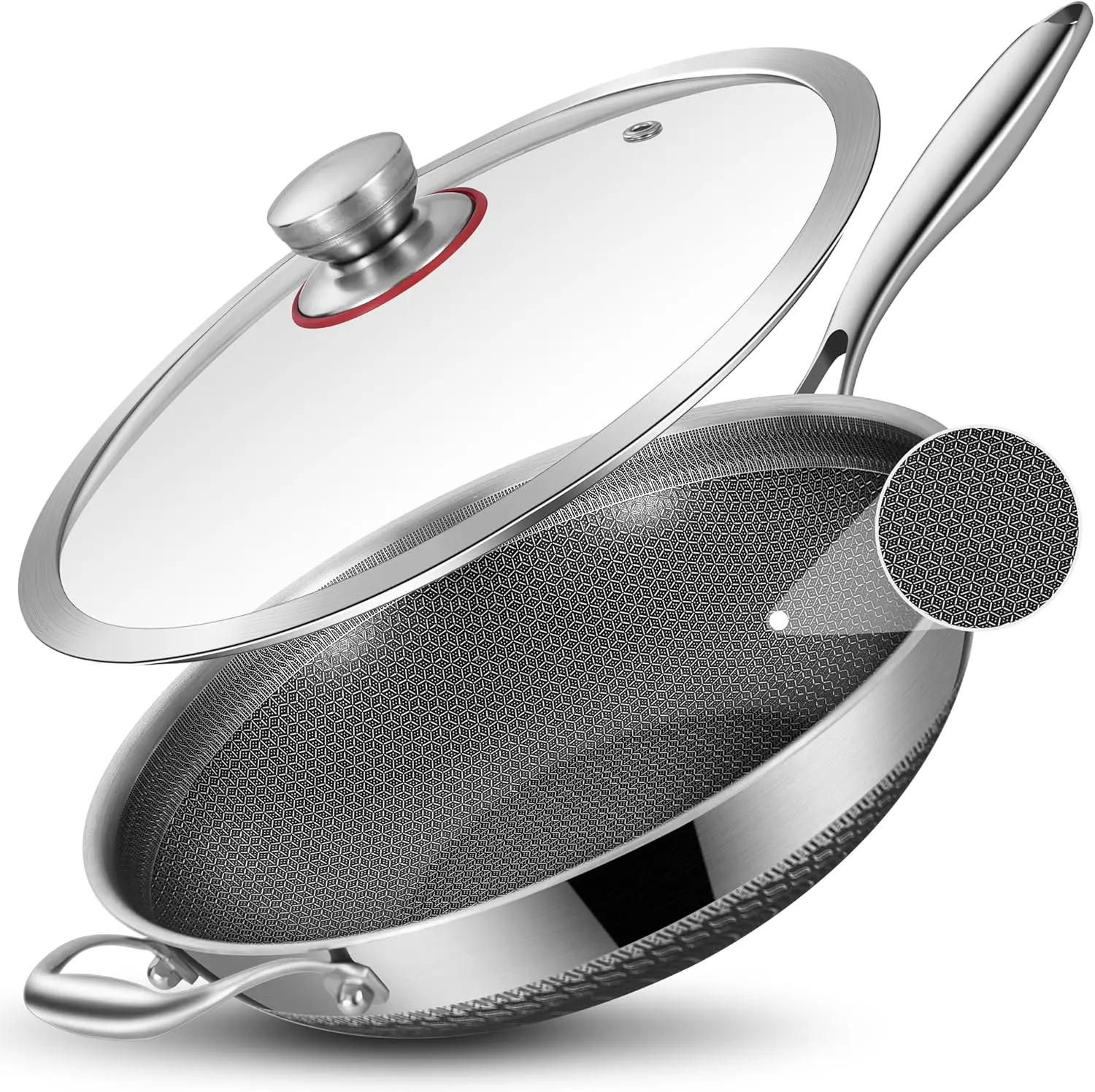 13-inch Nonstick Wok & Stir-fry Pan with Lid, Induction Compatible, Tri-ply Stainless Steel Ceramic Coating Cookware for
13-inch Nonstick Wok & Stir-fry Pan with Lid, Induction Compatible, Tri-ply Stainless Steel Ceramic Coating Cookware for