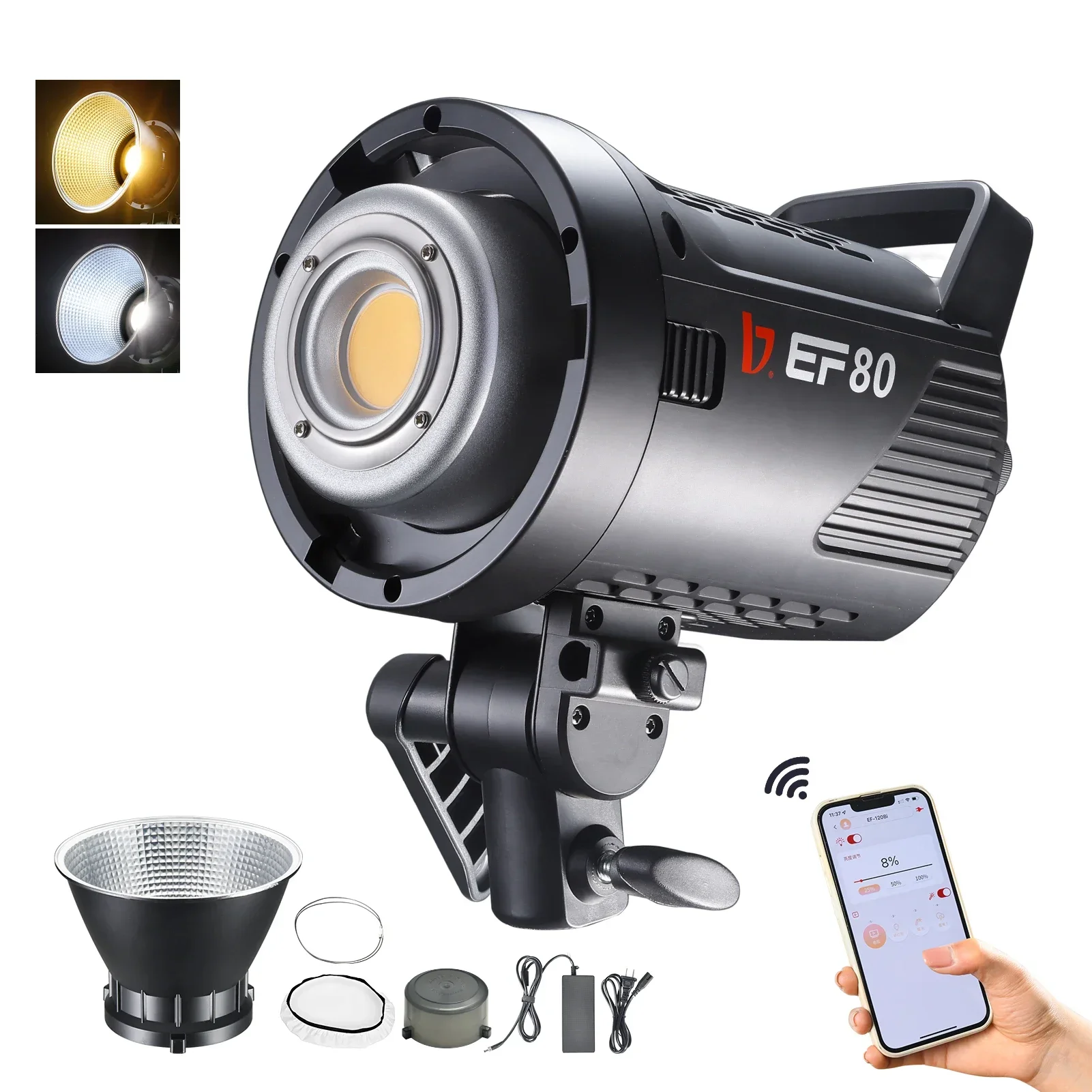 JINBEI EF80/80BI COB 80W LED Video Light Portable Studio Mobile LED Light 2700-6500k Photography Lighting App Control 9 Effects
JINBEI EF80/80BI COB 80W LED Video Light Portable Studio Mobile LED Light 2700-6500k Photography Lighting App Control 9 Effects