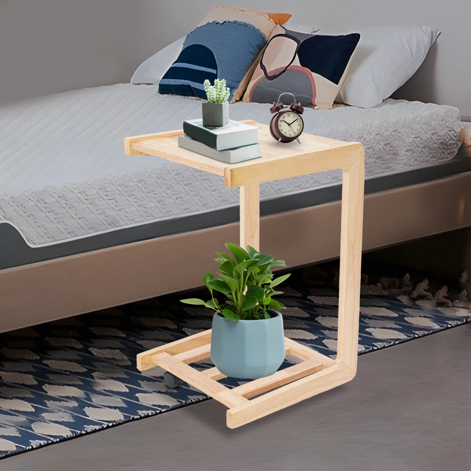 C-Shaped End Table with Wheels, Rolling Side Table on Casters, Space Saving Rubber Wood Table for Sofa Bed Living Room
C-Shaped End Table with Wheels, Rolling Side Table on Casters, Space Saving Rubber Wood Table for Sofa Bed Living Room