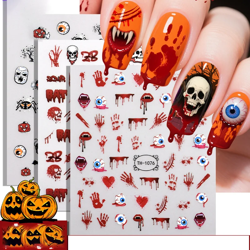 2pcs Halloween Luminous night Dark Style Ghost Skull Cat blood palm 3D Self Adhesive Nail Art Sticker DIY Manicure
2pcs Halloween Luminous night Dark Style Ghost Skull Cat blood palm 3D Self Adhesive Nail Art Sticker DIY Manicure