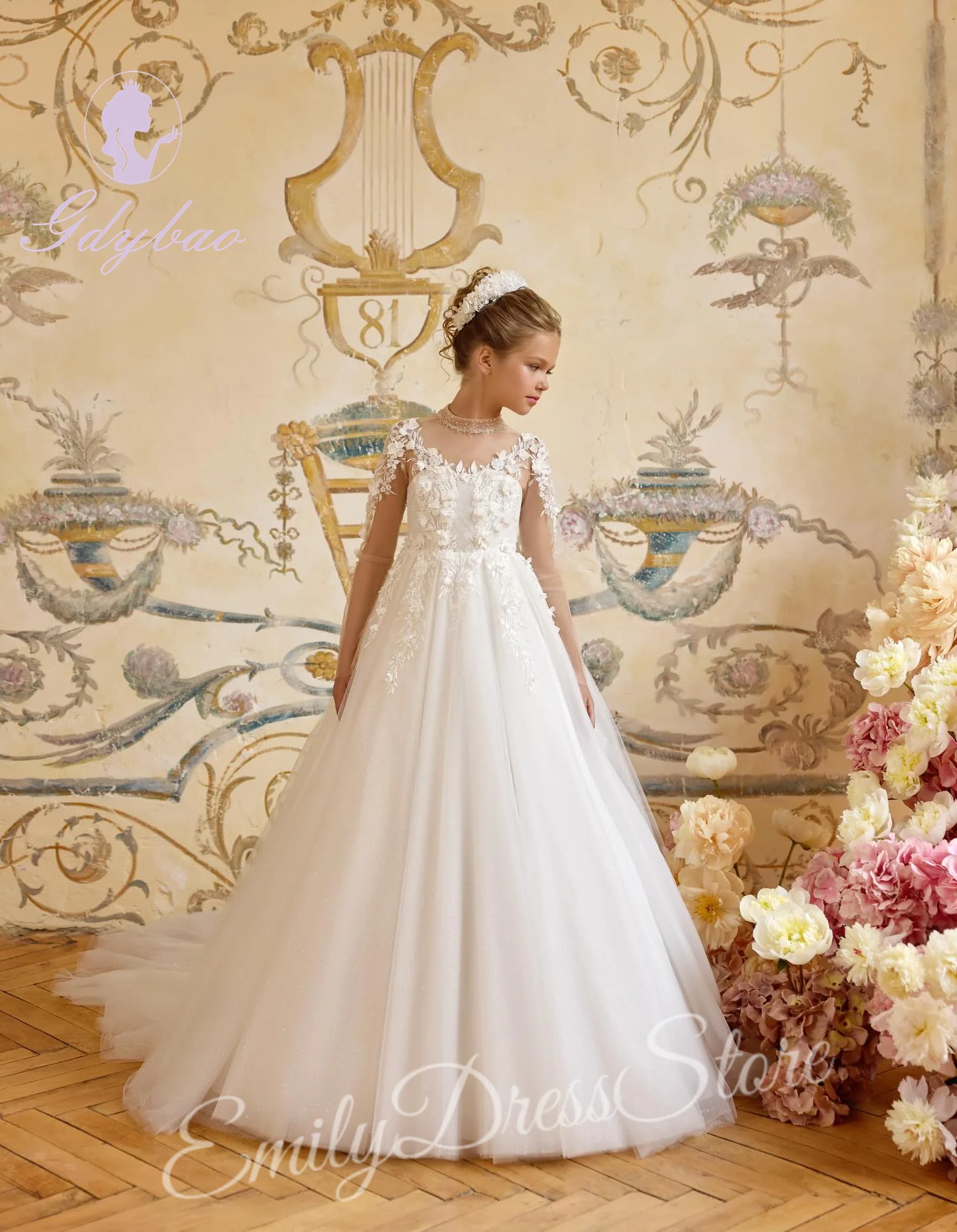Customized White Flower Girl Dress For Wedding Glitter Appliques Beading Peals Long Sleeve Kids Birthday First Communion Gown
Customized White Flower Girl Dress For Wedding Glitter Appliques Beading Peals Long Sleeve Kids Birthday First Communion Gown
