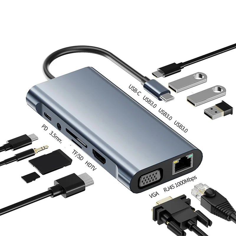 11in1 USB C Docking Station 4K Type C to HDMI HDMI HUB Adapter Splitter Type 3 0 RJ45 Extension Concentrator Dock Hubs Laptop
11in1 USB C Docking Station 4K Type C to HDMI HDMI HUB Adapter Splitter Type 3 0 RJ45 Extension Concentrator Dock Hubs Laptop