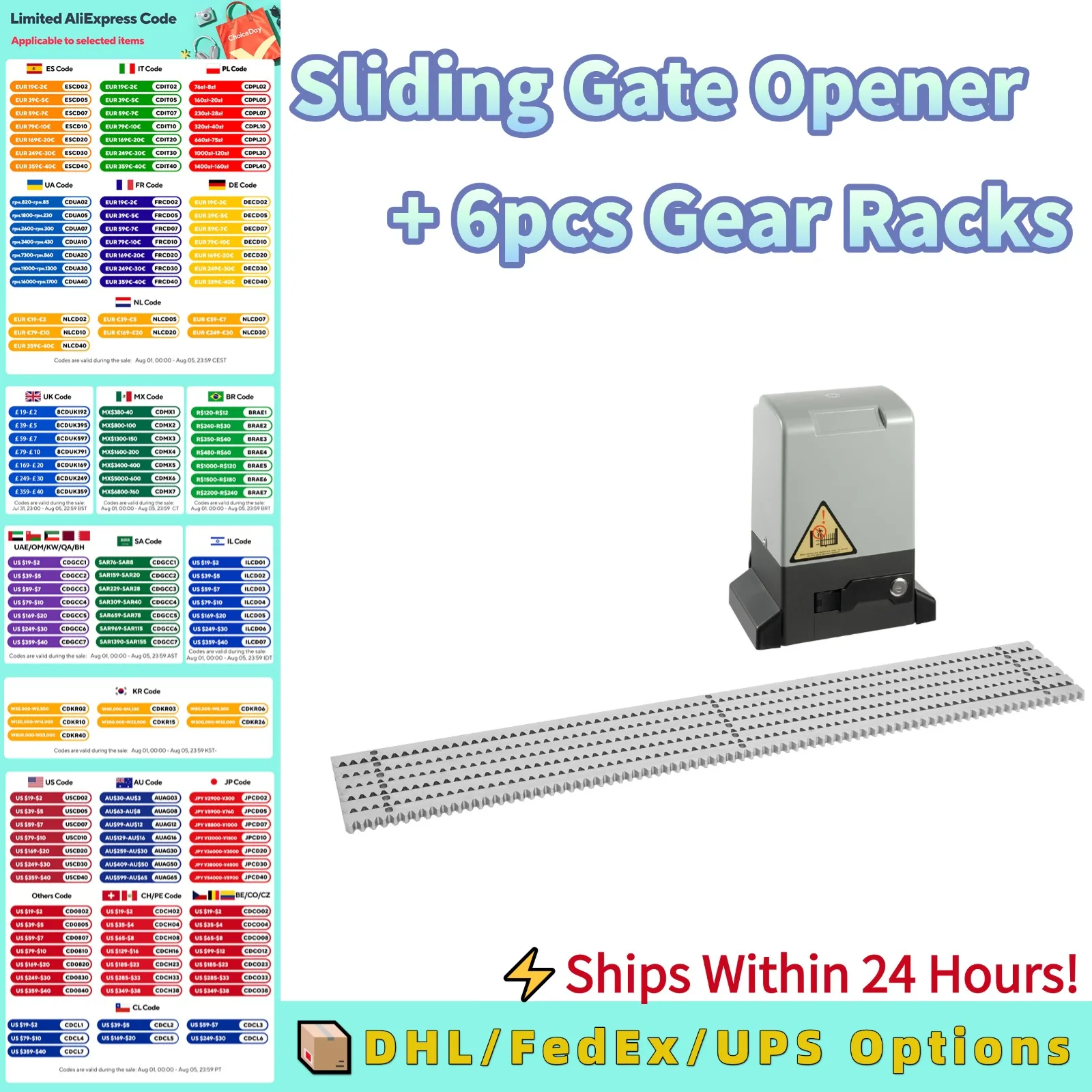 370W 220V Automatic Door Opener Motor Remote Control Door Gear Strip Sliding Gate Drive with 6pcs Gear Racks Security Tool
370W 220V Automatic Door Opener Motor Remote Control Door Gear Strip Sliding Gate Drive with 6pcs Gear Racks Security Tool