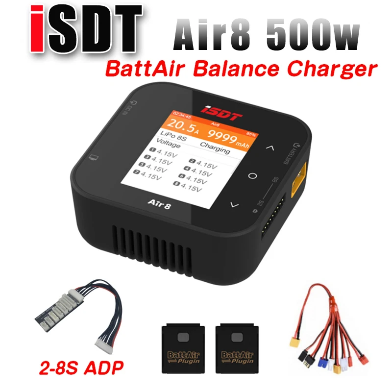 ISDT Air8 500W 20A 2-8S / Q8 MAX 1000W / Q6 Nano 200W 8A 1-6S Lipo Battery Balance Charger for Lilon LiPo LiHV NiMH Pb RC Models
ISDT Air8 500W 20A 2-8S / Q8 MAX 1000W / Q6 Nano 200W 8A 1-6S Lipo Battery Balance Charger for Lilon LiPo LiHV NiMH Pb RC Models