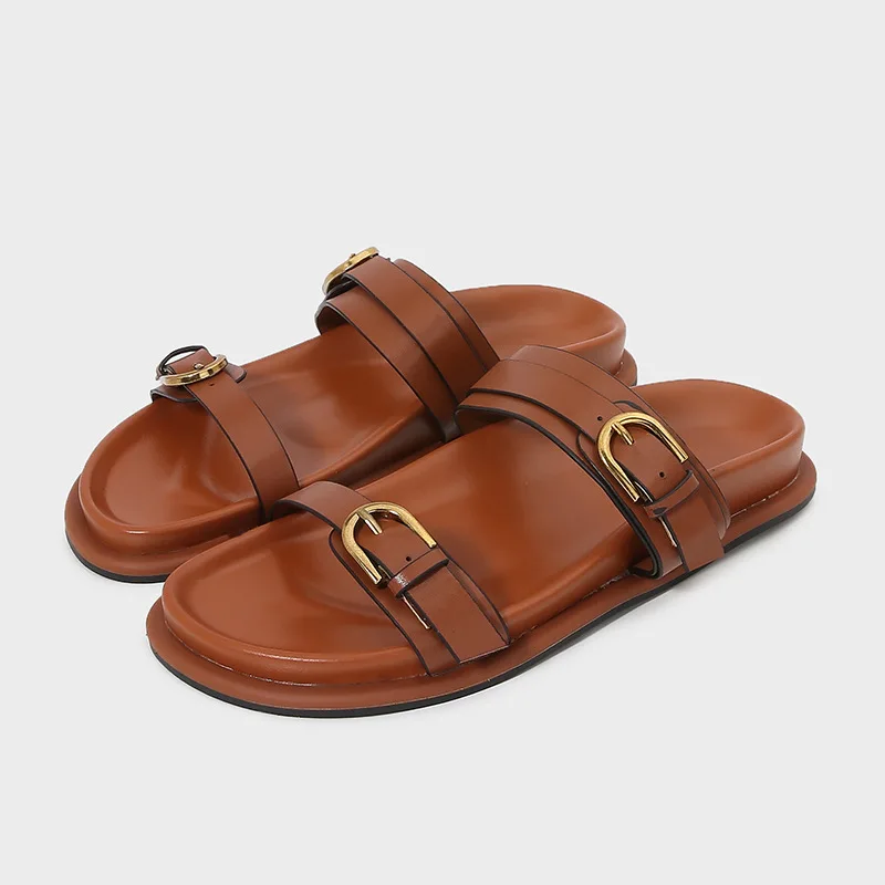 Za2024summer new women's shoes brown leather belt buckle thick sole sandals women's british style one-piece sandals women's
Za2024summer new women's shoes brown leather belt buckle thick sole sandals women's british style one-piece sandals women's