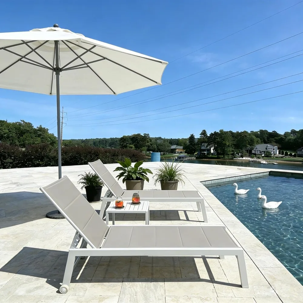 Outdoor Chaise Lounge Set Adjustable Sunbathing Recliner with Side Table for Poolside Beach Patio Outside Aluminum, Customized
Outdoor Chaise Lounge Set Adjustable Sunbathing Recliner with Side Table for Poolside Beach Patio Outside Aluminum, Customized