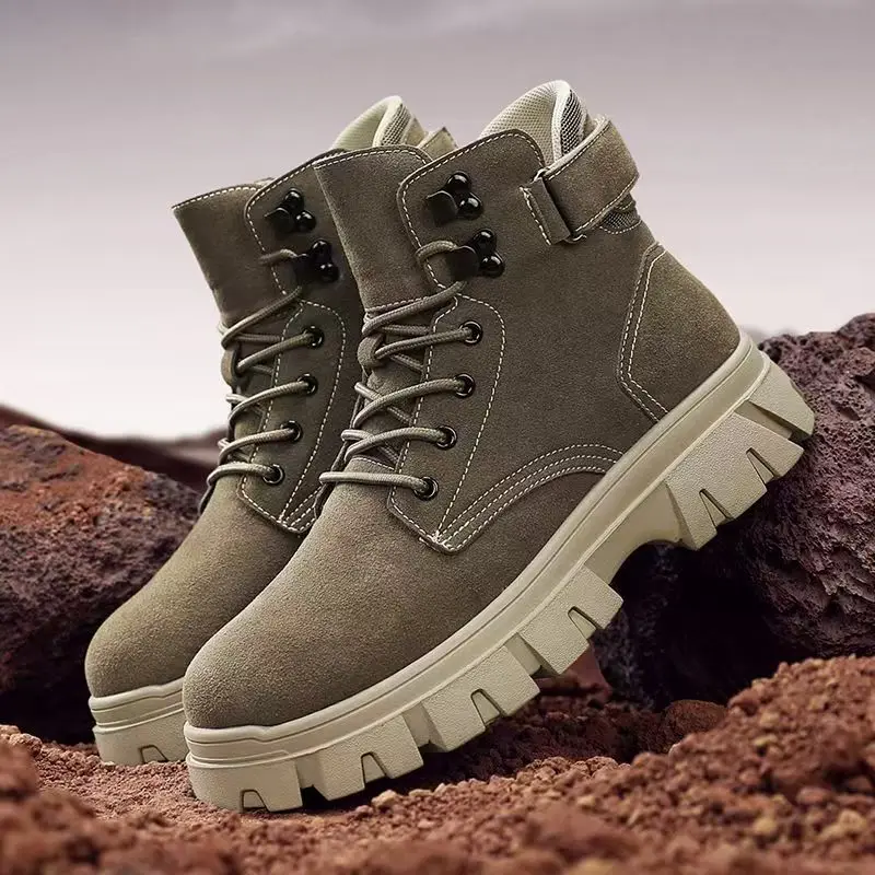 Мужские высокие рабочие ботинки из натуральной кожи большого размера, осень-зима, толстая подошва, нескользящие уличные походные ботинки на шнуровке, мотоциклетные ботинки
Мужские высокие рабочие ботинки из натуральной кожи большого размера, осень-зима, толстая подошва, нескользящие уличные походные ботинки на шнуровке, мотоциклетные ботинки
