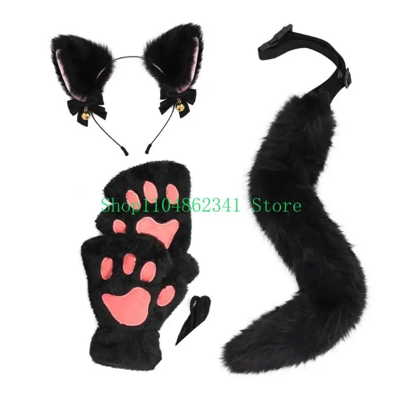 3Pcs Animal Cats Dress up Costume Halloween Cats Costume Includes Plush Ears Headband, Tail, Gloves for Girl Cosplay
3Pcs Animal Cats Dress up Costume Halloween Cats Costume Includes Plush Ears Headband, Tail, Gloves for Girl Cosplay