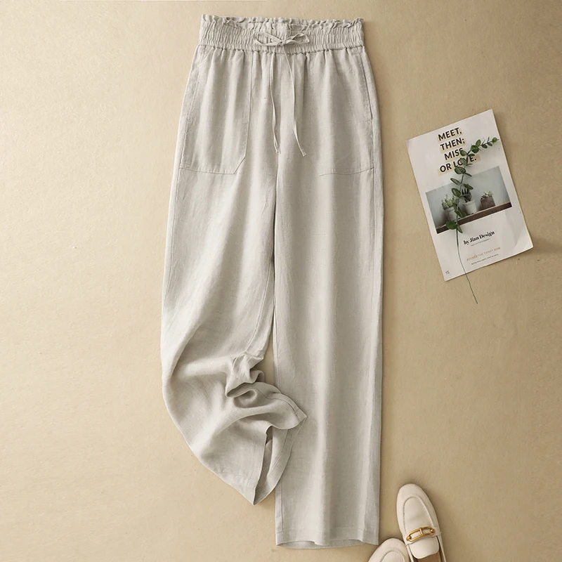 Summer New High Waist Wide Leg Pants Women's Pure Color Casual Thin Breathable Comfortable Long Cotton Linen Trousers
Summer New High Waist Wide Leg Pants Women's Pure Color Casual Thin Breathable Comfortable Long Cotton Linen Trousers