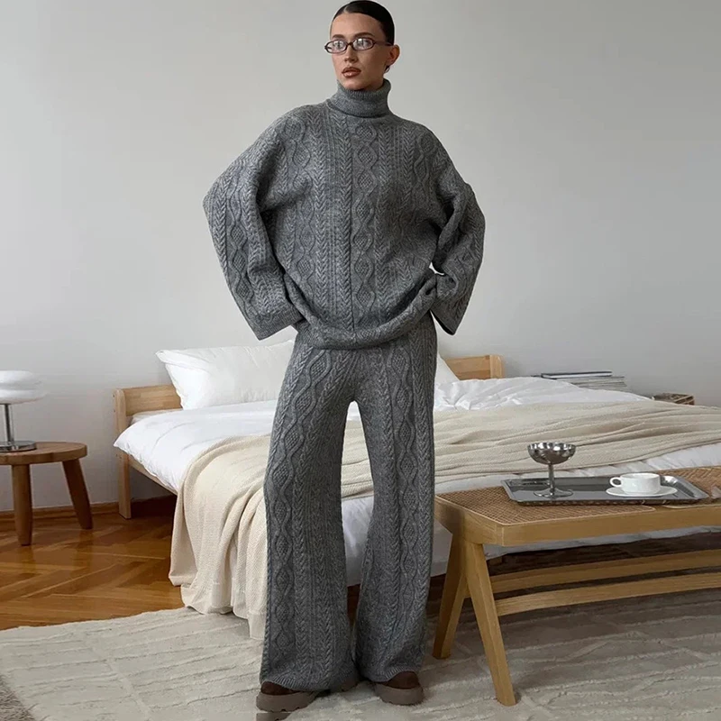 Typhaland Fashion Knitted Pants 2 Piece Set Women's Rib Turtleneck Sweater Casual Hgih Waist Wide Leg 2026 Autumn Matching Set
Typhaland Fashion Knitted Pants 2 Piece Set Women's Rib Turtleneck Sweater Casual Hgih Waist Wide Leg 2026 Autumn Matching Set