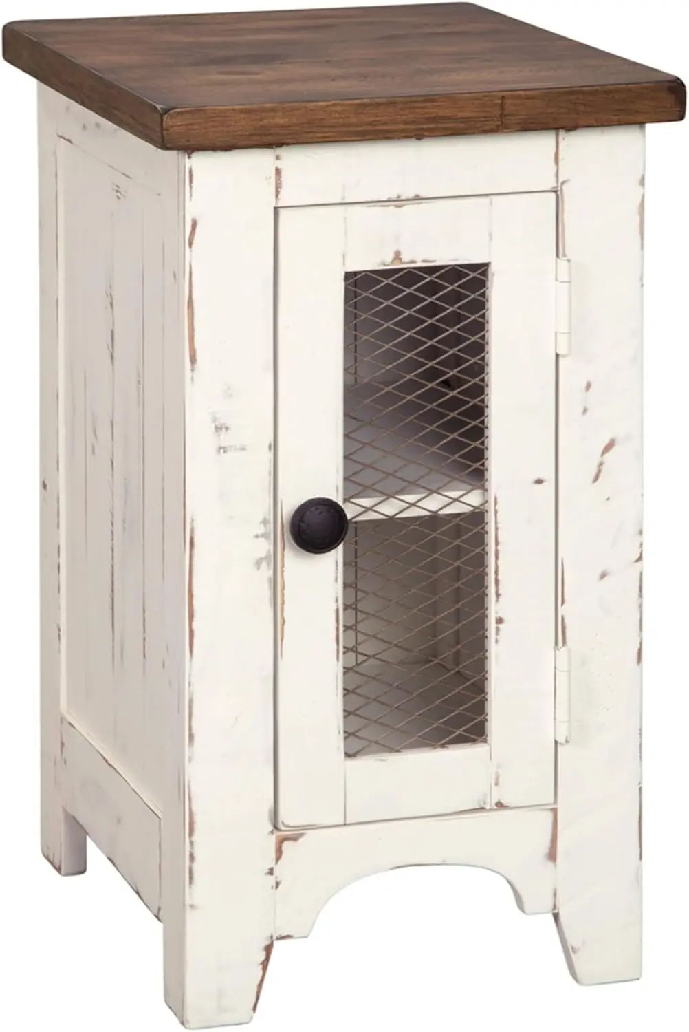 Wystfield Farmhouse Chair Side End Table with Cabinet Door for Storage, White & Brown with Distressed Finish
Wystfield Farmhouse Chair Side End Table with Cabinet Door for Storage, White & Brown with Distressed Finish