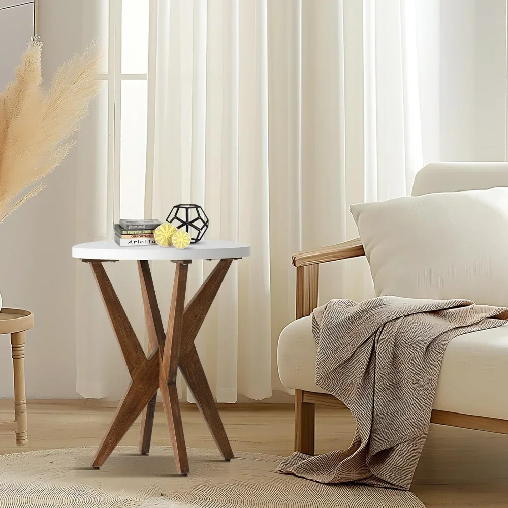 Modern Round End Table with Smooth Top and Crossed Walnut Legs, Minimalist Accent Table
Modern Round End Table with Smooth Top and Crossed Walnut Legs, Minimalist Accent Table
