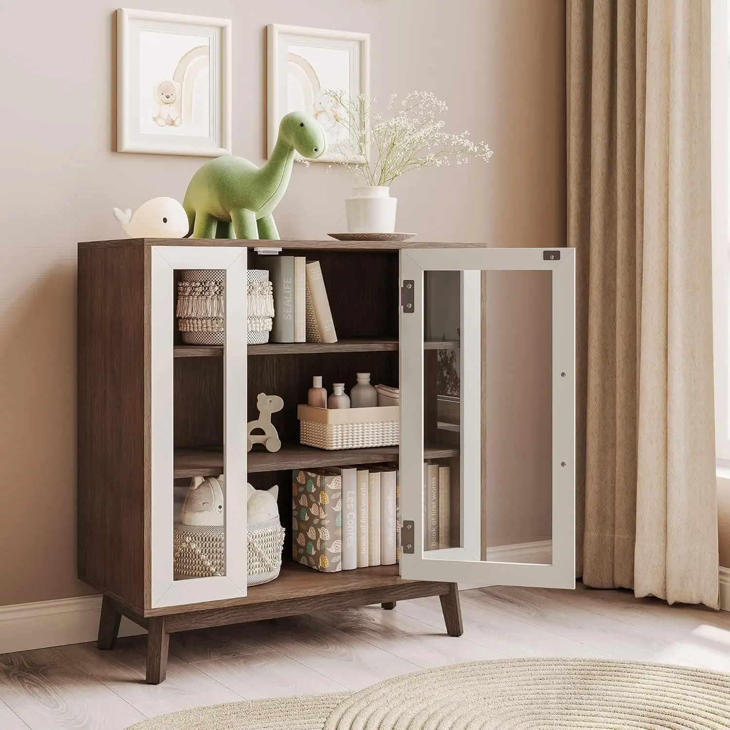 31" Modern Display Curio Cabinet, 3-Tier White Storage Buffet with Tempered Glass Doors & Adjustable Shelves , Customized
31" Modern Display Curio Cabinet, 3-Tier White Storage Buffet with Tempered Glass Doors & Adjustable Shelves , Customized