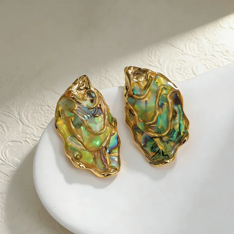 Irregular Geometric Yellow Green Abalone Shell Earrings For Women French Vintage Gold Plated Stainless Steel Jewelry Gifts
Irregular Geometric Yellow Green Abalone Shell Earrings For Women French Vintage Gold Plated Stainless Steel Jewelry Gifts