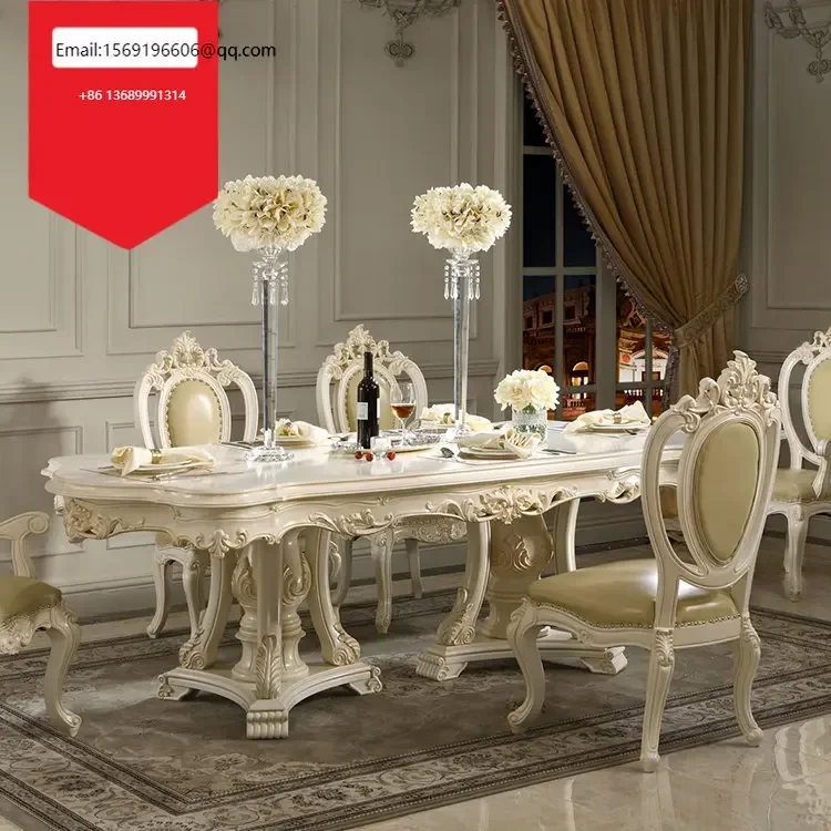 European-style high-grade all-solid wood dining chair combination of milky white table American restaurant furniture
European-style high-grade all-solid wood dining chair combination of milky white table American restaurant furniture
