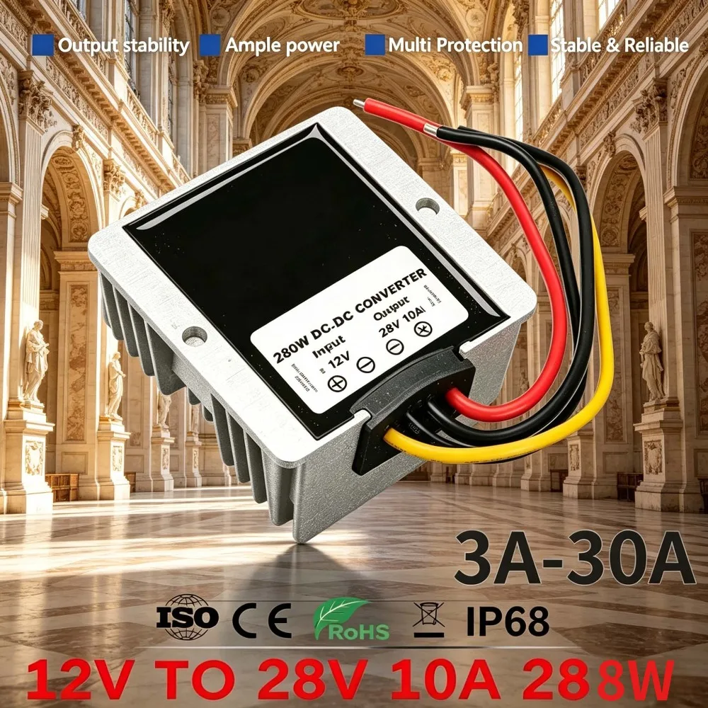 12V DC to 28V DC 3A-30A12 Volt to 28 Volt power regulator Step Up Boost Module booster Voltage regulator for Cars converter
12V DC to 28V DC 3A-30A12 Volt to 28 Volt power regulator Step Up Boost Module booster Voltage regulator for Cars converter