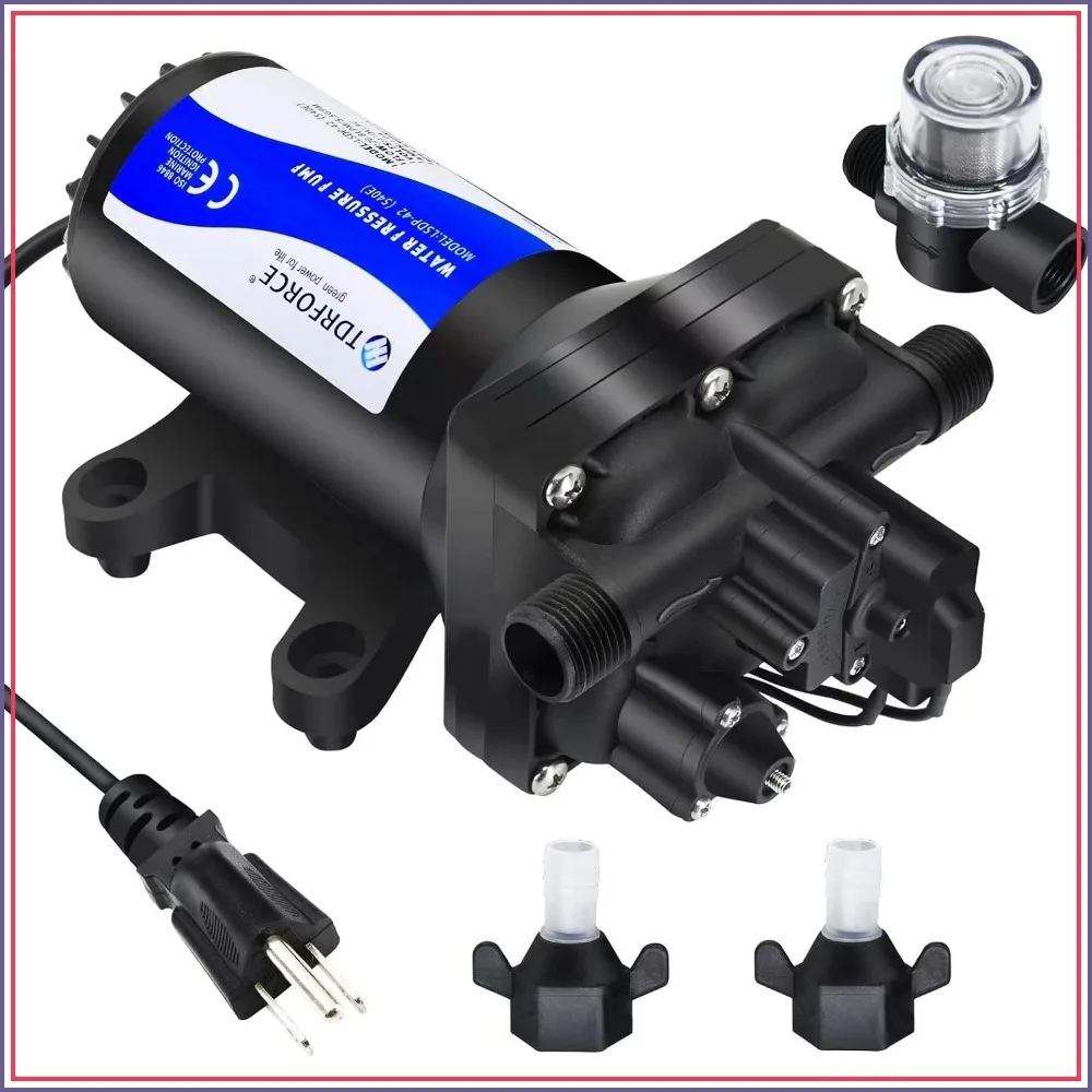 5.5 GPM 75 PSI Self-Priming Diaphragm Pump 110V for RV, Marine, Garden Hose Booster
5.5 GPM 75 PSI Self-Priming Diaphragm Pump 110V for RV, Marine, Garden Hose Booster