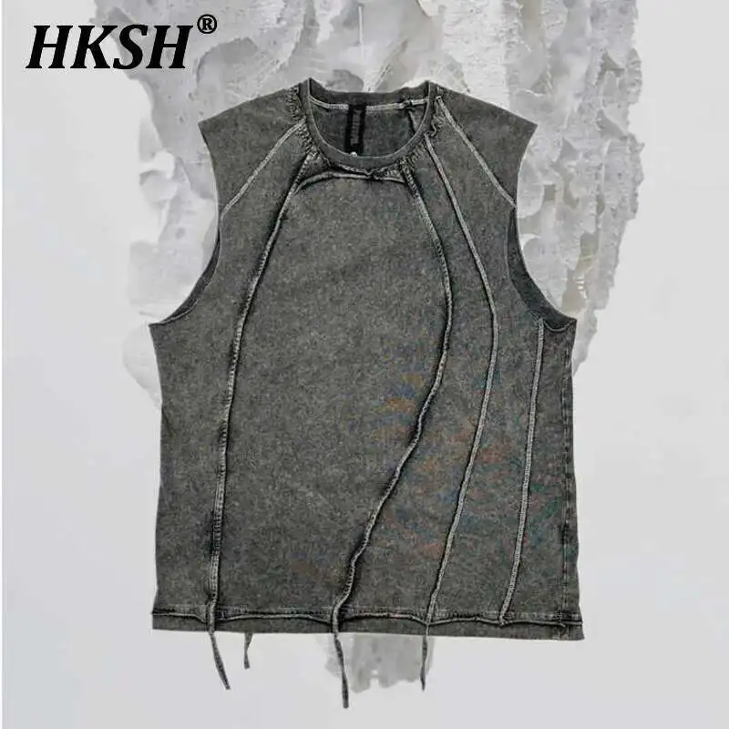 HKSH Men's Waste Land Punk Vest Chic Asymmetric 3D Cut High Street Vintage Washed Tassel Sleeveless T-shirts Trendy Tide HK1565
HKSH Men's Waste Land Punk Vest Chic Asymmetric 3D Cut High Street Vintage Washed Tassel Sleeveless T-shirts Trendy Tide HK1565