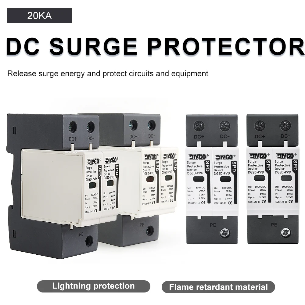 2P SPD Din Rail DC House Surge Protector 10KA~20KA Outdoor Low-voltage Arrester Device 500V 600V 800V 1000V Lightning Protection
2P SPD Din Rail DC House Surge Protector 10KA~20KA Outdoor Low-voltage Arrester Device 500V 600V 800V 1000V Lightning Protection