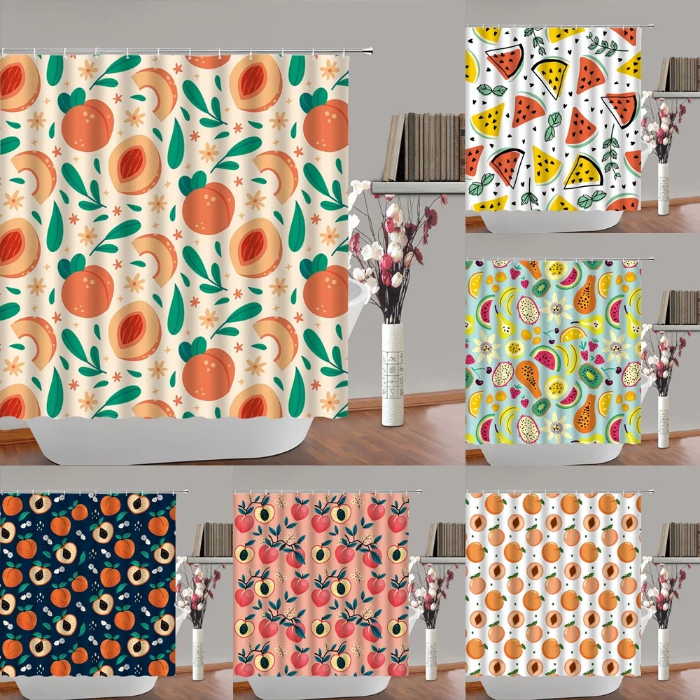 Orange Peach Shower Curtain Sets Citrus Green Leaves Summer Fresh Fruit Watermelon Polyester Waterproof Fabric Bathroom Curtains
Orange Peach Shower Curtain Sets Citrus Green Leaves Summer Fresh Fruit Watermelon Polyester Waterproof Fabric Bathroom Curtains