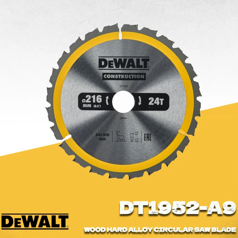 DEWALT DT1952-A9 216mm Carbide Circular Saw Blade, 216x30x24T Wood Cutting Saw Blade for Circular Saw, Power Tool Accessories
DEWALT DT1952-A9 216mm Carbide Circular Saw Blade, 216x30x24T Wood Cutting Saw Blade for Circular Saw, Power Tool Accessories