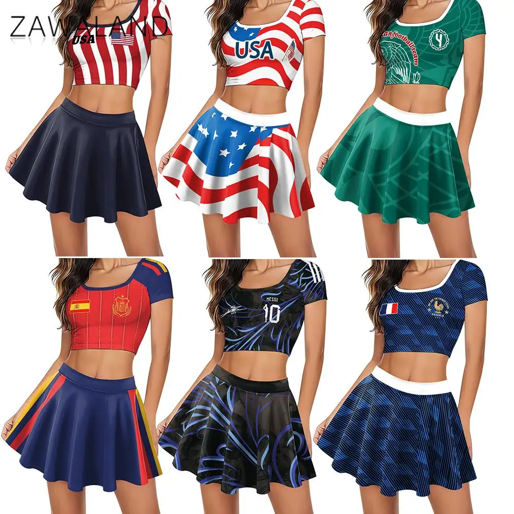 World Football Cheerleading Costume Set Women Sports Game Party 2026 Fans Crop Top Mini Skirt Cheering Team Uniform
World Football Cheerleading Costume Set Women Sports Game Party 2026 Fans Crop Top Mini Skirt Cheering Team Uniform