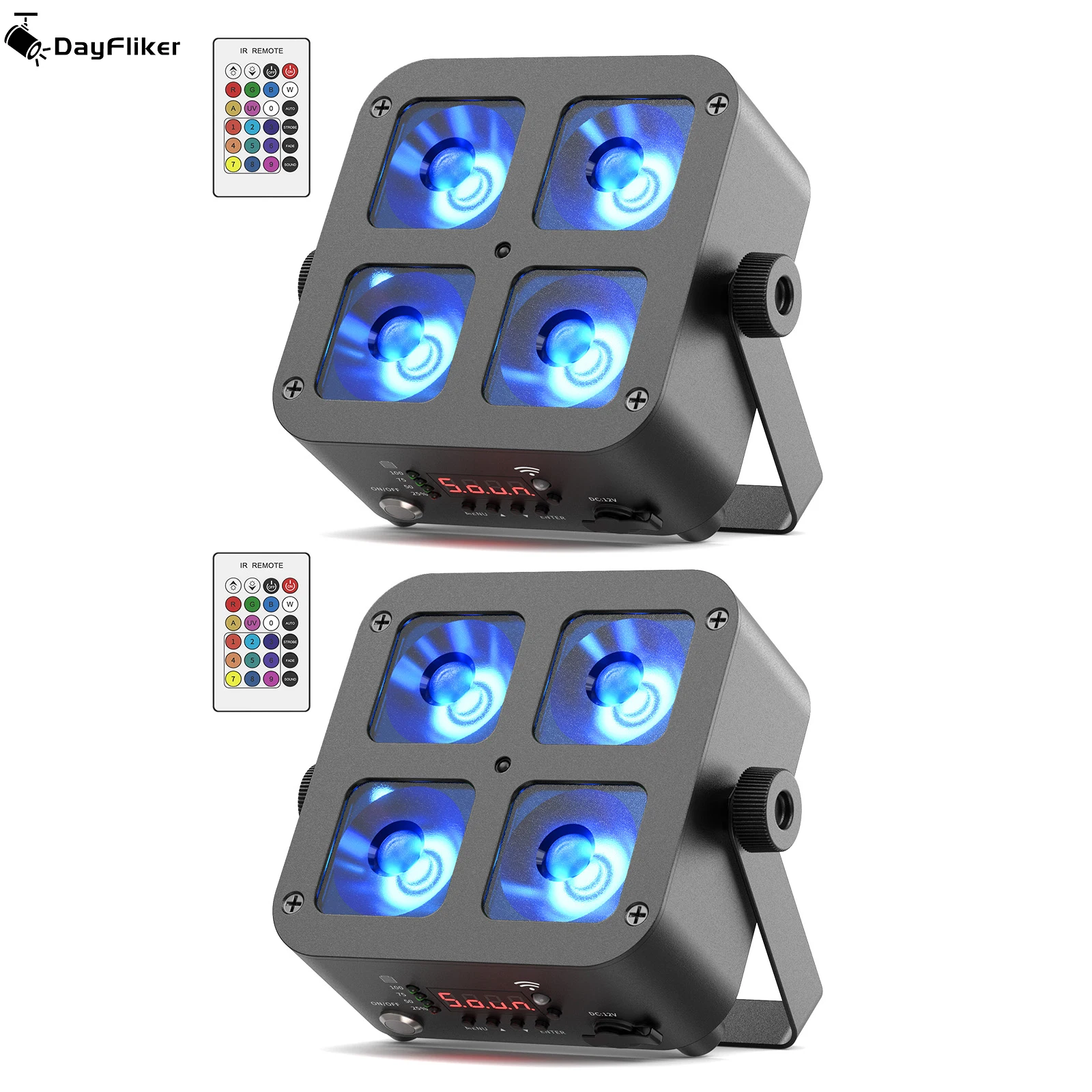 Светодиодный прожектор DayFlicker 2Pcs 40W RGBWA+UV с 4 светодиодами и аккумулятором 5200 мАч, 16,7 млн ярких цветов, DMX512, для вечеринок и дискотек
Светодиодный прожектор DayFlicker 2Pcs 40W RGBWA+UV с 4 светодиодами и аккумулятором 5200 мАч, 16,7 млн ярких цветов, DMX512, для вечеринок и дискотек