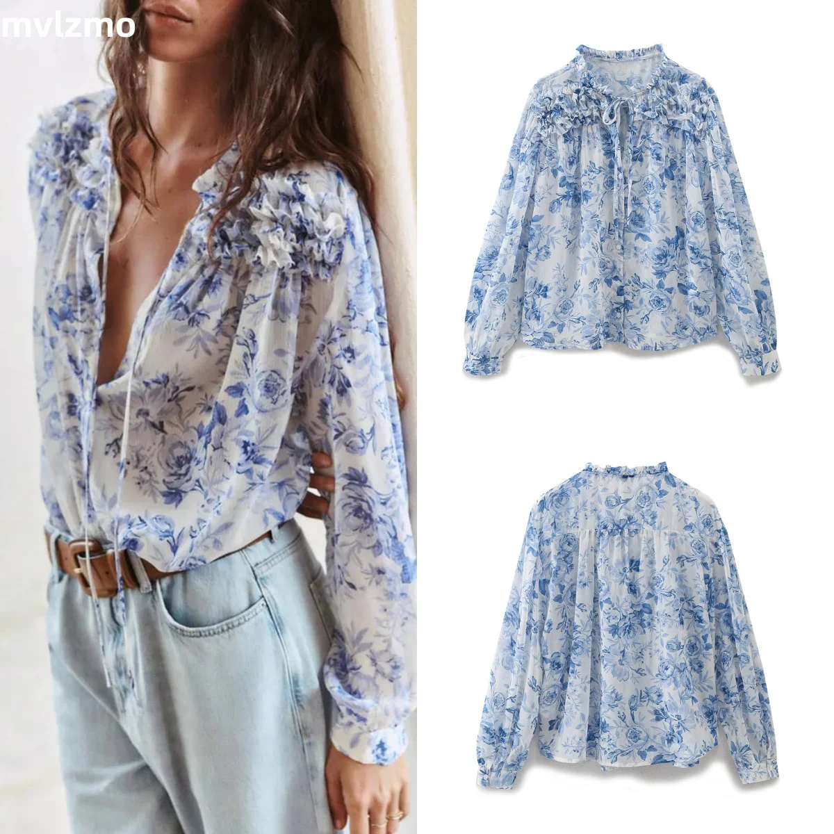 Autumn Women's 2024 New Chic Casual Ruffle Floral Printed Single Breasted Blouse Women's Long Sleeve Tie Decorative Shirt
Autumn Women's 2024 New Chic Casual Ruffle Floral Printed Single Breasted Blouse Women's Long Sleeve Tie Decorative Shirt