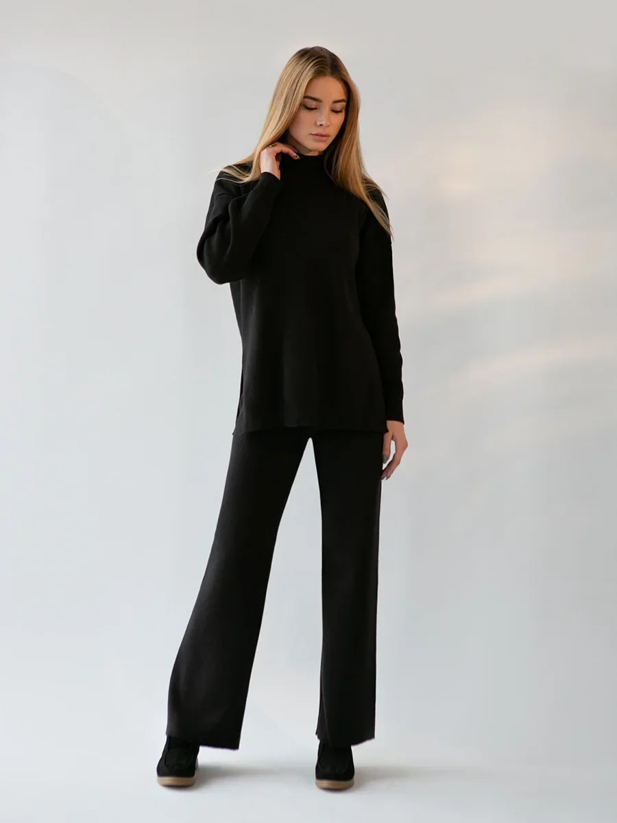 Winter Thick Women Knitted Suits Soft 2 Pieces Sets Female Half Turtleneck Sweater & Wide Leg Pants Knitted Outfit
Winter Thick Women Knitted Suits Soft 2 Pieces Sets Female Half Turtleneck Sweater & Wide Leg Pants Knitted Outfit