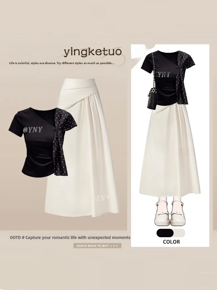 Korean Style OOTD Women's Fashion Set High Waist Half Skirt T-Shirt Splicing Summer Two-Piece Suit Polka Dot round Neck Short...
Korean Style OOTD Women's Fashion Set High Waist Half Skirt T-Shirt Splicing Summer Two-Piece Suit Polka Dot round Neck Short...