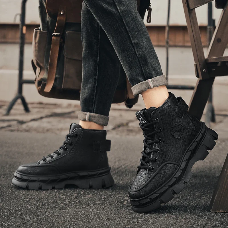 Men Platform Outdoor Sneakers Motorcycle Ankle Boots High Top Boots Men Leather Shoes Male Work Boot Casual Hiking Shoes Zapatos
Men Platform Outdoor Sneakers Motorcycle Ankle Boots High Top Boots Men Leather Shoes Male Work Boot Casual Hiking Shoes Zapatos